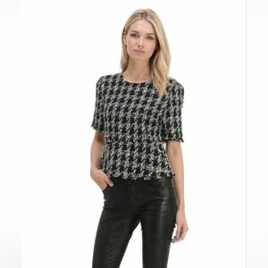 NWT Zara Size S Black Tweed Peplum Top